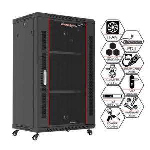 Sysracks - Server Rack – Wall Mount Rack - Locking Cabinet for Network - Electronics - Security - Audio - Video - AV Equipment - Data Rack - Legs/Power Strip/Shelf/Fan - 24-Inch Deep Sysracks… (18U)