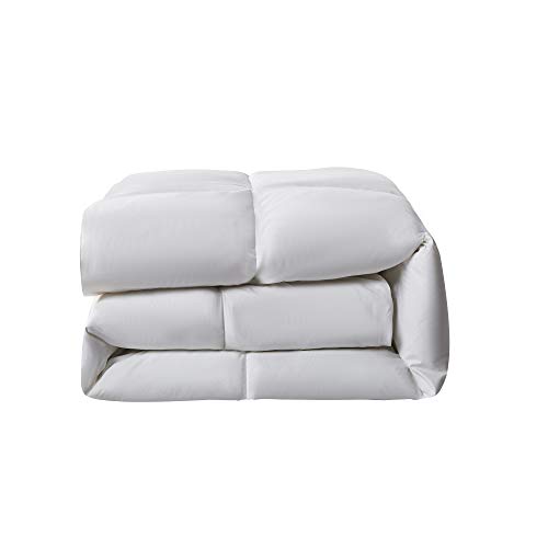 Serta White Goose Feather and White Goose Down Fiber Comforter Hotel Luxury Edition Hypoallergenic 100% Cotton, All Seasons Warmth King