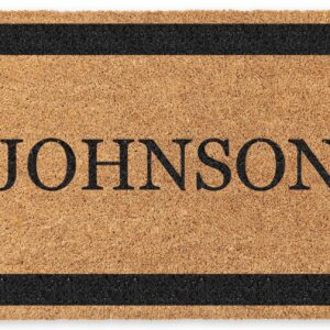 COCO MATS 'N MORE Black Single Bordered Personalized Coco Doormat 38" x 60" with Vinyl Backing | Personalized House Mats Outdoor | Minimal Shedding | Scrapes Dirt Away Effectively