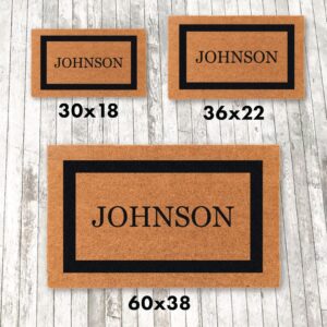 COCO MATS 'N MORE Black Single Bordered Personalized Coco Doormat 38" x 60" with Vinyl Backing | Personalized House Mats Outdoor | Minimal Shedding | Scrapes Dirt Away Effectively