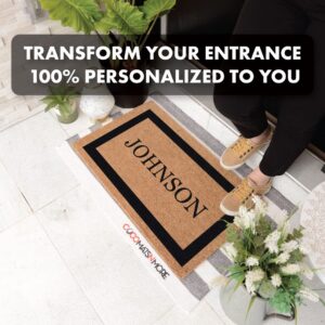 COCO MATS 'N MORE Black Single Bordered Personalized Coco Doormat 38" x 60" with Vinyl Backing | Personalized House Mats Outdoor | Minimal Shedding | Scrapes Dirt Away Effectively