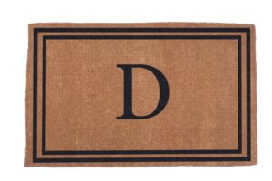 coco mats 'n more hand woven black double bordered monogrammed coco doormat 22" x 36" | personalized doormat for home entrance | tough coir bristles scrapes all dirt | minimal shedding