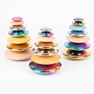 TickiT Sensory Reflective Buttons - Gold - Set of 7 - Ages 0m+ - Mirrored Discs for Babies and Toddlers - Sensory Stacking Toy