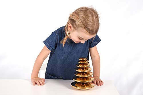 TickiT Sensory Reflective Buttons - Gold - Set of 7 - Ages 0m+ - Mirrored Discs for Babies and Toddlers - Sensory Stacking Toy