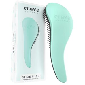 crave naturals biggie glide thru detangling brush - detangler hairbrush & comb for curly, natural, straight, wet or dry hair (mint)