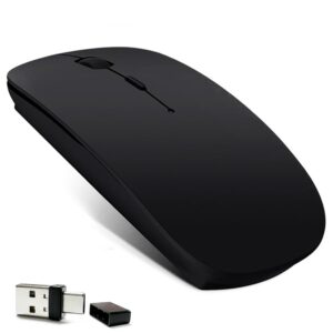 klo 4 modes rechargeable bluetooth mouse/bluetooth 3.0/5.2+usb-2.4g/type-c,bluetooth mouse for macbook pro/macbook air/laptop/imac/ipad/notebook/pc（bt/usb-c black）