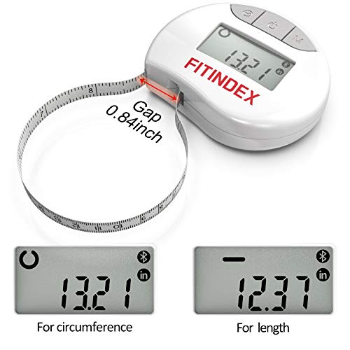 FITINDEX Smart Body Tape Measure,Bluetooth Digital Measuring Tape for Body, Soft Sewing Tape, with LED Monitor Display, Lock Pin, Retractable Button, Weight Loss, Fitness Body Measurement via App