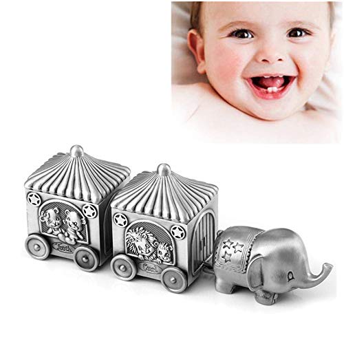 Baby Tooth Box, Kids Keepsake Organizer for Baby Teeth, My First Tooth and Curl Keepsake Box Set, Cute Children Silver Tooth Holder to Keep The Childhood Memory (Style 3)