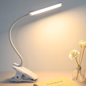 deaunbr led reading light with clip usb rechargeable book lights, eye protection 24 leds flexible neck night bed lamp, touch control portable clamp desk lamps for bed headboard, computers