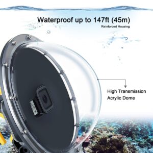 SOONSUN Dome Port for GoPro Hero 8 Black Camera, 6 Inch Snorkeling Underwater Diving Dome Port Lens with Waterproof Housing Case Trigger and Floating Bobber Handle for GoPro Hero8 Black Action Camera