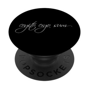 cogito ergo sum rene descartes calligraphic gift philosophy popsockets popgrip: swappable grip for phones & tablets