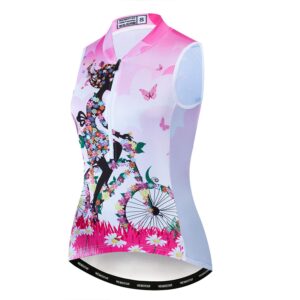 weimostar women's cycling vest half zipper sleeveless bicycle jersey mtb bike shirt pink size m