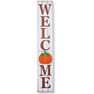 Collections Etc 8-Piece Vertical Multi-Season Wooden Welcome Sign Decor with Magnetic Backing - Seasonal Outdoor Home Decoration for Front Porch, Door, Wall - 46" x 8"