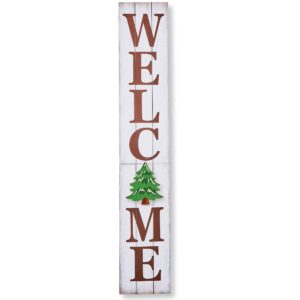 Collections Etc 8-Piece Vertical Multi-Season Wooden Welcome Sign Decor with Magnetic Backing - Seasonal Outdoor Home Decoration for Front Porch, Door, Wall - 46" x 8"