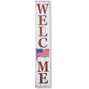 Collections Etc 8-Piece Vertical Multi-Season Wooden Welcome Sign Decor with Magnetic Backing - Seasonal Outdoor Home Decoration for Front Porch, Door, Wall - 46" x 8"