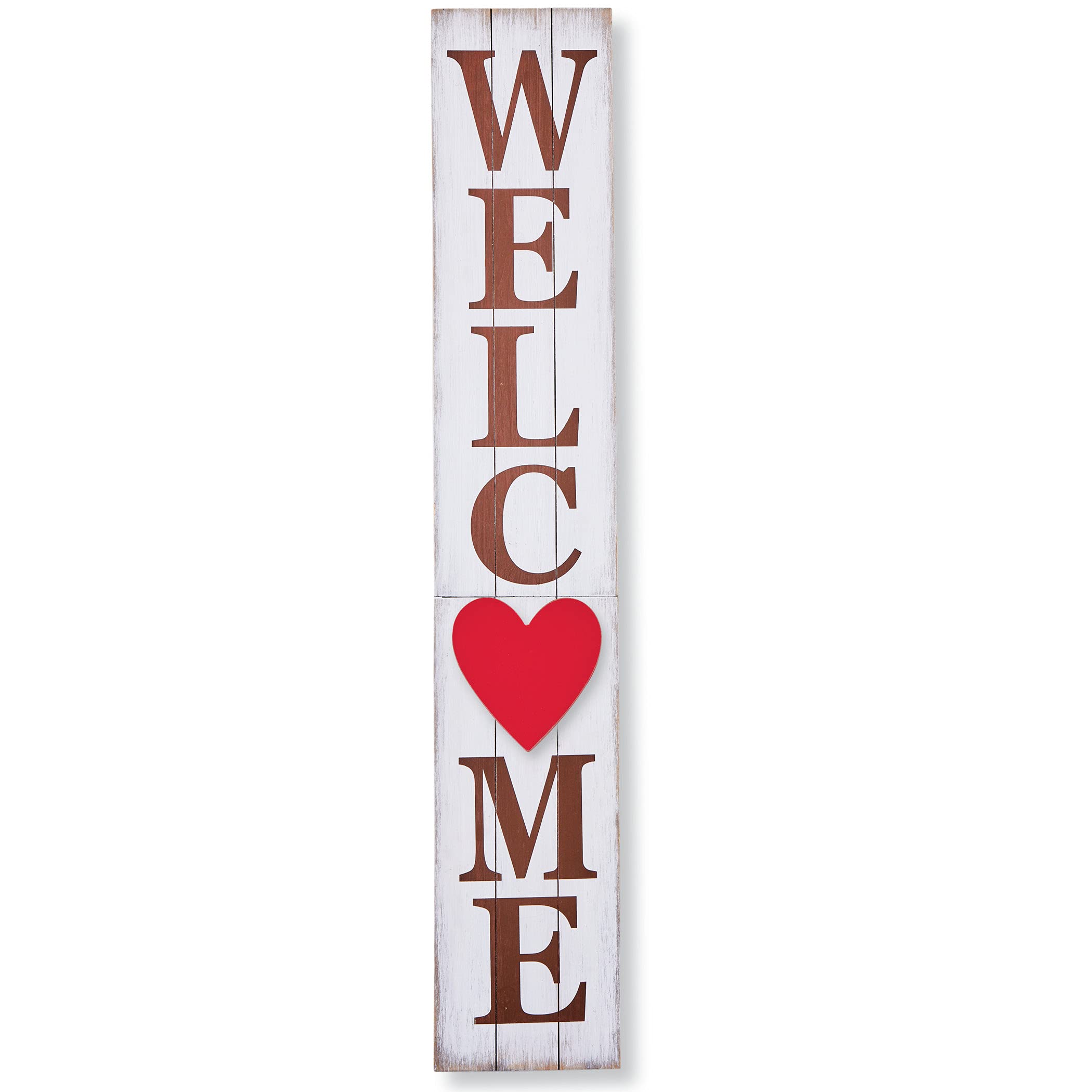 Collections Etc 8-Piece Vertical Multi-Season Wooden Welcome Sign Decor with Magnetic Backing - Seasonal Outdoor Home Decoration for Front Porch, Door, Wall - 46" x 8"