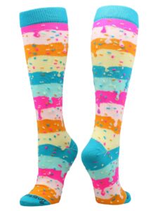 madsportsstuff rainbow sprinkles over the calf length socks (rainbow, small)