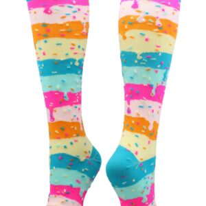 MadSportsStuff Rainbow Sprinkles Over the Calf Length Socks (Rainbow, Small)