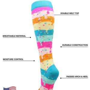 MadSportsStuff Rainbow Sprinkles Over the Calf Length Socks (Rainbow, Small)