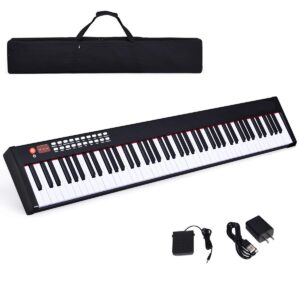 costzon bx-ii 88-key portable touch sensitive digital piano, upgraded electric keyboard with midi/usb keyboard, bluetooth, dynamics adjustment, sustain pedal, power supply, and black handbag (black)