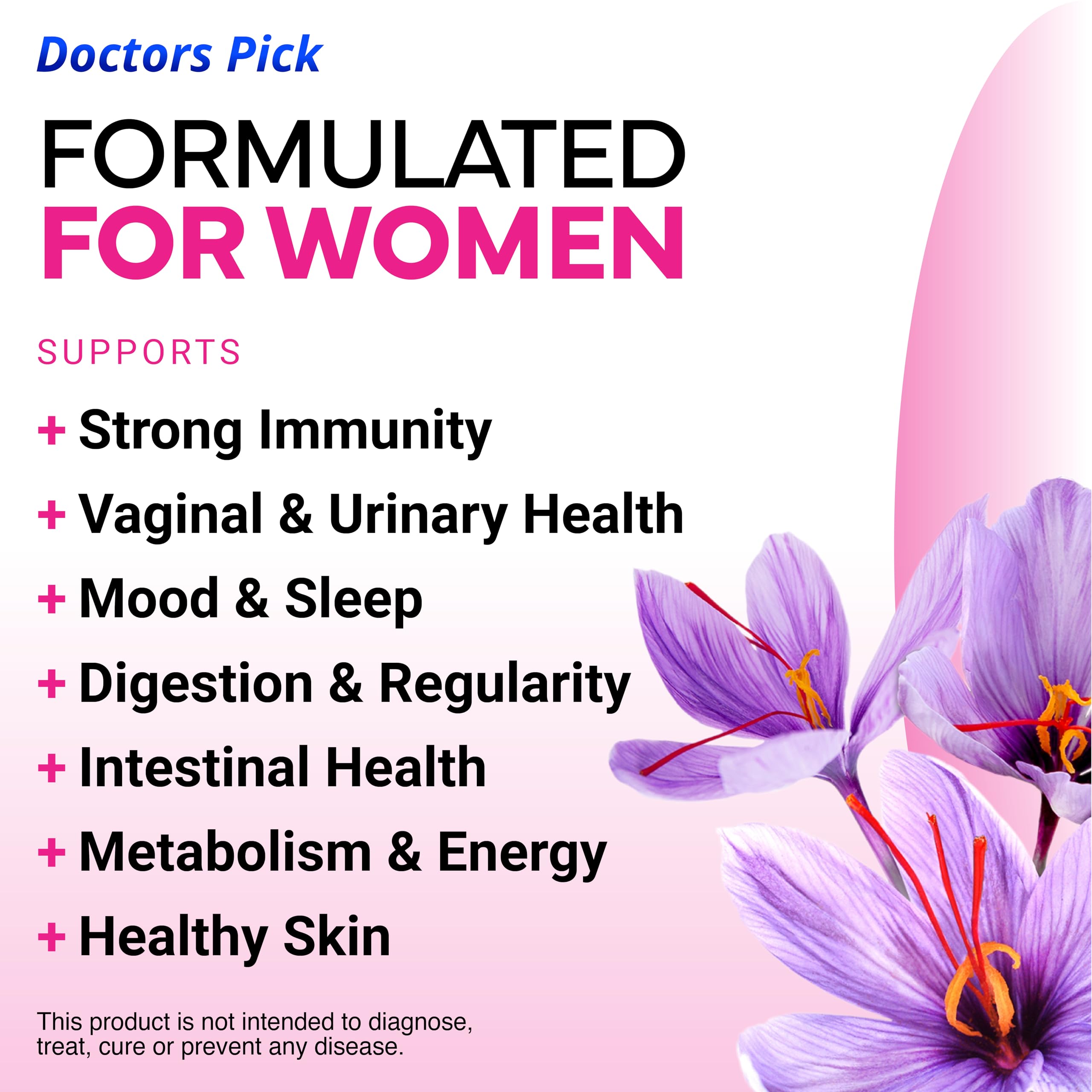 Doctors Pick Fem Pro Probiotics for Women. 17 Clinically Effective Strains for Vaginal, Digestive & Immune Support, Urinary Tract Health, pH Balance and Mood. Organic Prebiotic, 30 Veggie Capsules