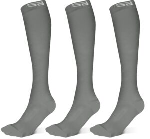 sb sox 3-pair compression socks (15-20mmhg) for men & women – best socks for all day wear! (l/xl, 03 – solid gray)