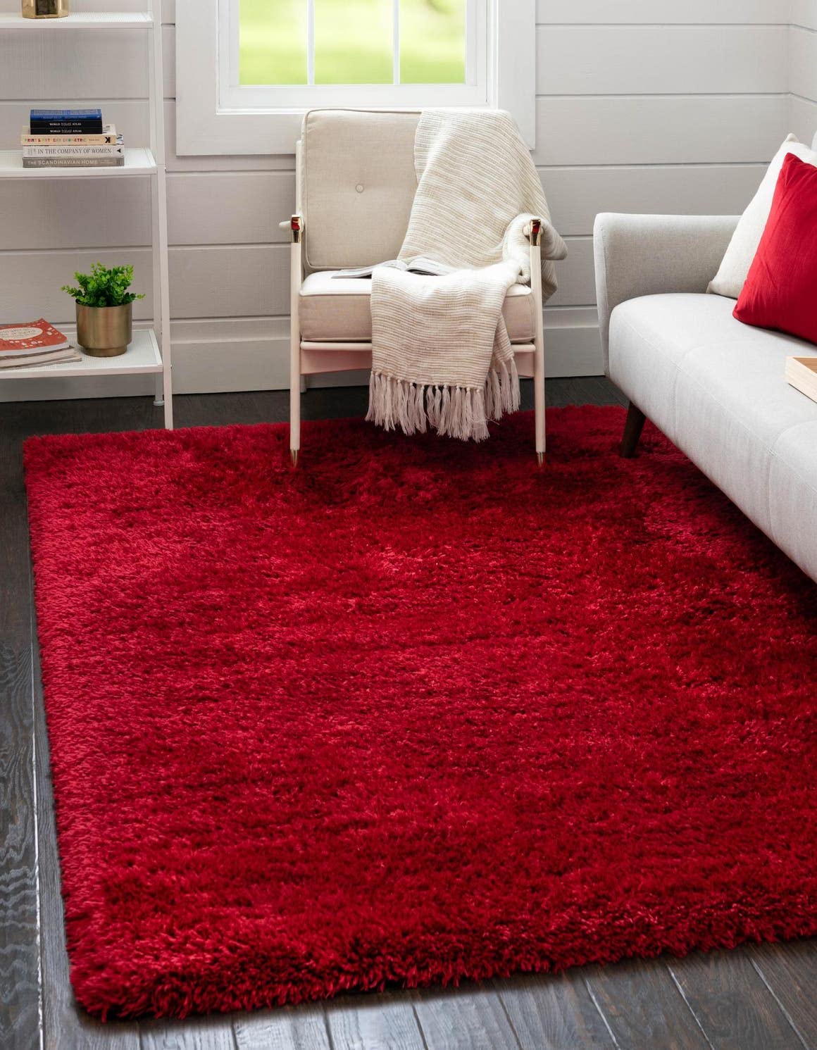 Rugs.com Infinity Collection Solid Shag Area Rug 9' x 12' Merlot Shag Rug Perfect for Living Rooms, Large Dining Rooms, Open Floorplans