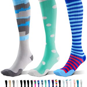 SB SOX 3-Pair Compression Socks (15-20mmHg) for Men & Women – Best Socks for All Day Wear! (S/M, 07 – Multi-color)