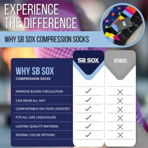 SB SOX 3-Pair Compression Socks (15-20mmHg) for Men & Women – Best Socks for All Day Wear! (S/M, 07 – Multi-color)
