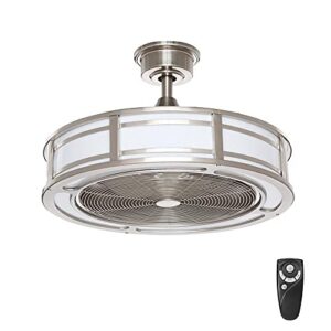 home decorators collection brette ii 23 in. led indoor/outdoor brushed nickel ceiling fan with light and remote control