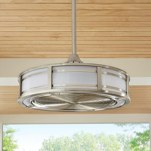 Home Decorators Collection Brette II 23 in. LED Indoor/Outdoor Brushed Nickel Ceiling Fan with Light and Remote Control