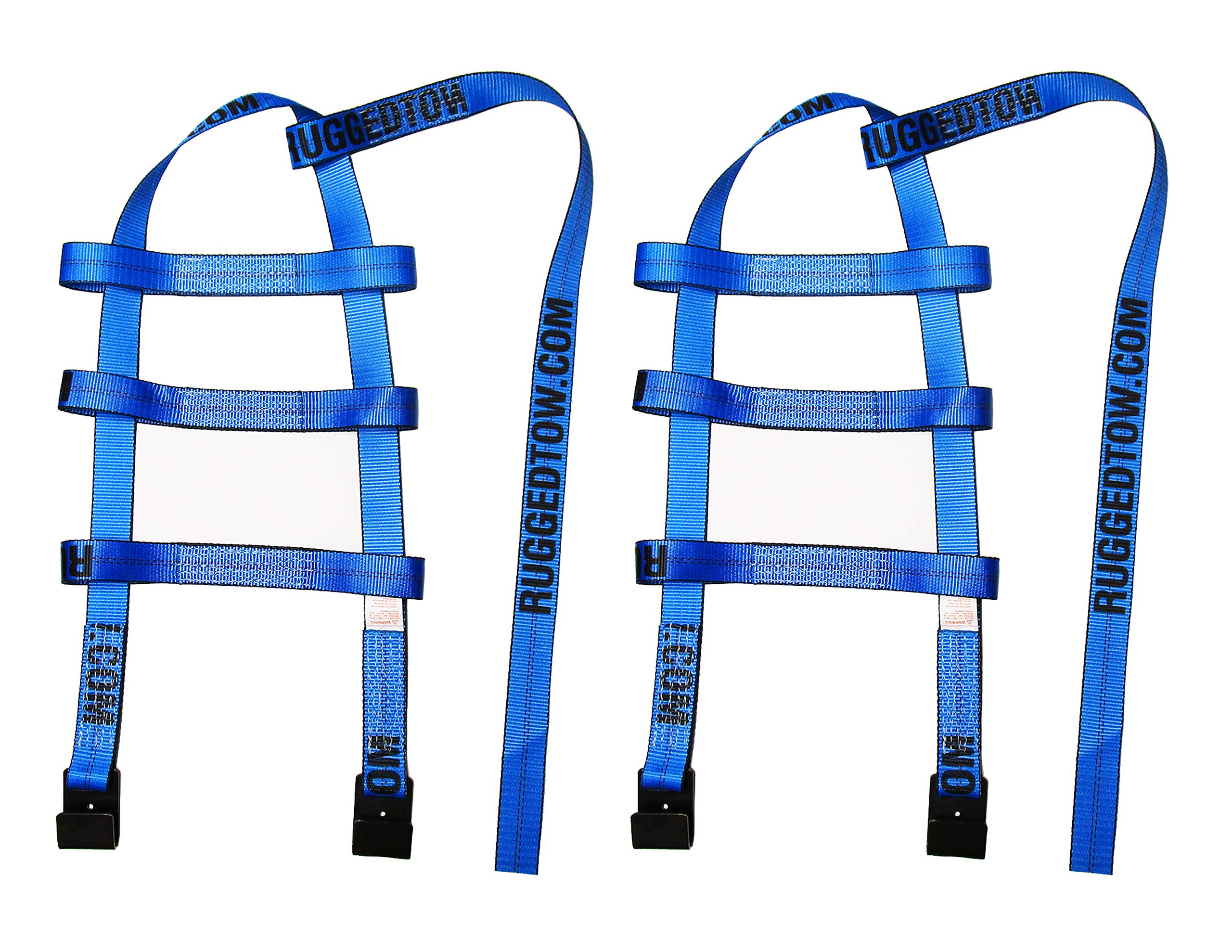 RuggedTow 2X USA Car Basket Straps Adjustable Tow Dolly DEMCO Wheel Net Set Flat Hook Standard Wheels Fits (14-20 Inches, Blue) Domestic