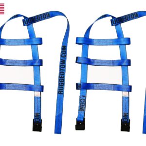 RuggedTow 2X USA Car Basket Straps Adjustable Tow Dolly DEMCO Wheel Net Set Flat Hook Standard Wheels Fits (14-20 Inches, Blue) Domestic