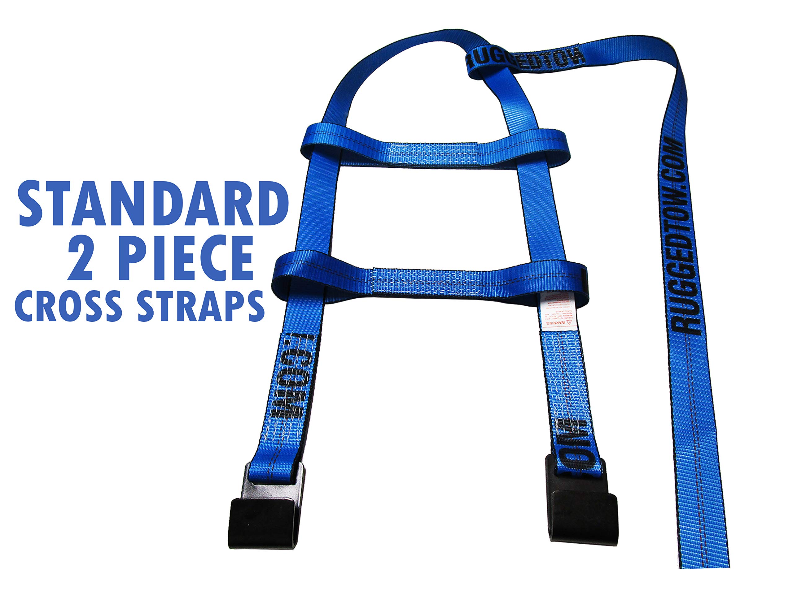 RuggedTow 2X USA Car Basket Straps Adjustable Tow Dolly DEMCO Wheel Net Set Flat Hook Standard Wheels Fits (14-20 Inches, Blue) Domestic