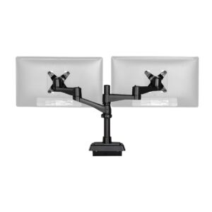 vari dual monitor arm 180 degree - vesa monitor mount w/ 180 degree adjustment - monitors up to 27 inches, 19.8 lbs - double monitor arms for compact spaces - computer monitor stand for home or office