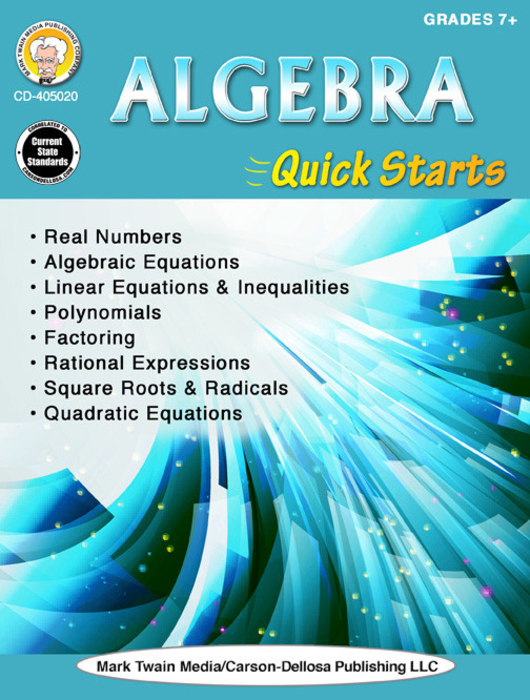 Mark Twain | Algebra Quick Starts Workbook | Grades 7–12, Printable