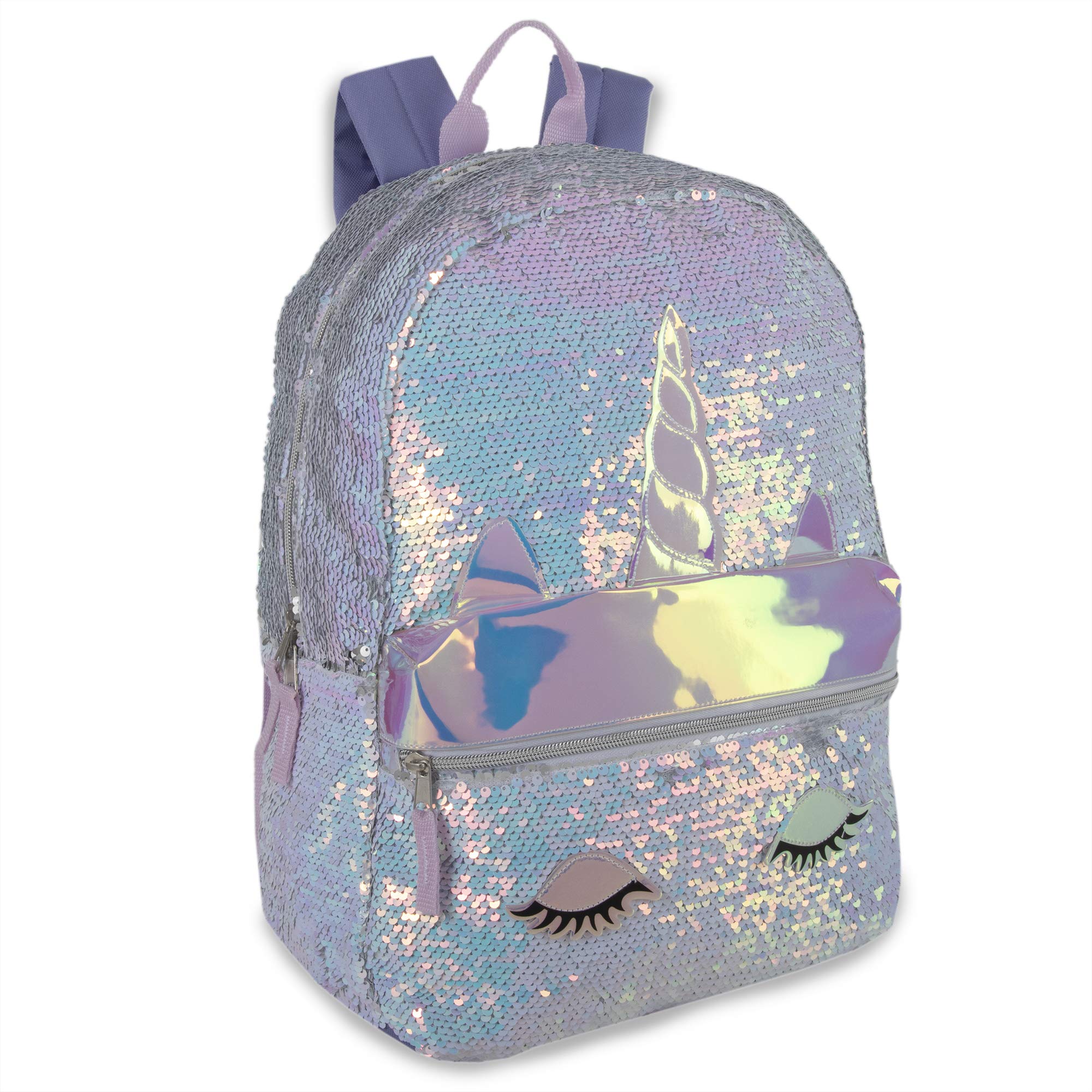 Emma & Chloe Reverse Sequin Glitter Backpacks - Color Changing Rainbow Magic Backpacks (Rainbow Unicorn)