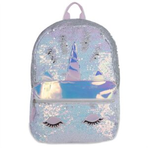 Emma & Chloe Reverse Sequin Glitter Backpacks - Color Changing Rainbow Magic Backpacks (Rainbow Unicorn)