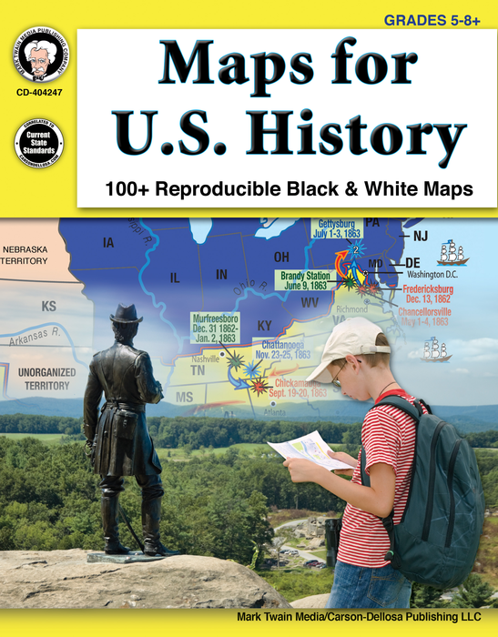 Mark Twain | Maps for U.S. History Workbook | Grades 5–8, Printable