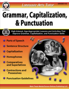 mark twain | language arts tutor: grammar, capitalization, and punctuation workbook | grades 4–8, printable