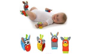 baby socks wrist rattles for infants | rattle socks for baby girls & boys (zebra),large