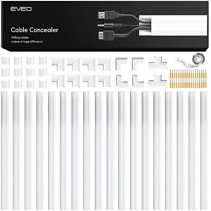 eveo cord hider - 306” cord cover wall cable hider, cable concealer, wire hiders for tv on wall. cable management, cord hider wall cable raceway wire covers for cords -18x (l17 w0.95 h0.5) - white