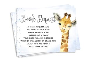 inkdotpot 30 books for baby shower request cards bring a book instead of a card giraffe jungle animals baby shower invitations inserts games