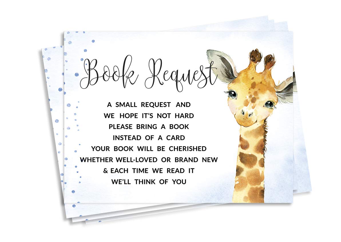 Inkdotpot 30 Books for Baby Shower Request Cards Bring A Book Instead of A Card Giraffe Jungle Animals Baby Shower Invitations Inserts Games