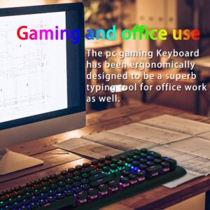 E-YOOSO Retro Mechanical Gaming Keyboard, Typewriter Style LED Backlit Keyboard with 104 Round Keys for Game and Office, Computer, Laptop, Desktop K600 (Blue Switch)