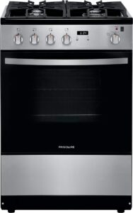 frigidaire 24 in. 1.9 cu. ft. gas range in stainless steel with continuous cast iron grates, ada compliant