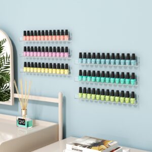 FEMELI Nail Polish Wall Rack: Acrylic Clear Nail Polish Shelves - 12pcs Nail Polish Wall Organizer Holder Display 15 Inch