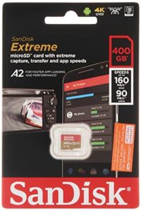 sandisk 400gb extreme microsdxc uhs-i memory card - c10, u3, v30, 4k, a2, micro sd - sdsqxa1-400g-gn6mn