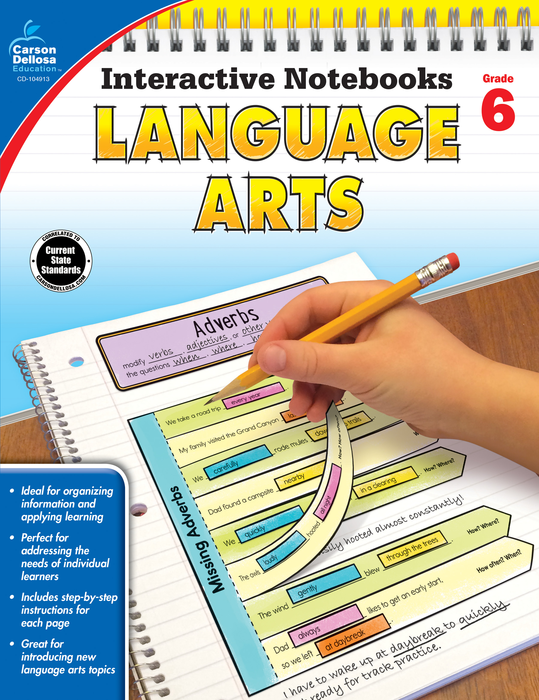 Carson Dellosa | Interactive Notebook Language Arts Workbook | Grade 6, Printable