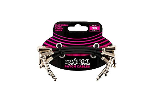 Ernie Ball Flat Ribbon Patch Cable 3-Pack, 3 in, Black (P06220)